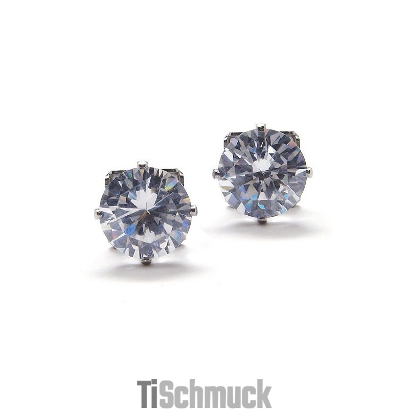 Titan-Ohrringe Mit Eingelegten Diamanten Titan-Ohrringe Mit Eingelegten Diamanten