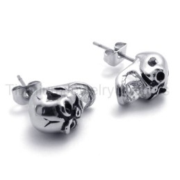 Titan-Ohrringe Mit Eingelegtem Diamant-Totenkopf