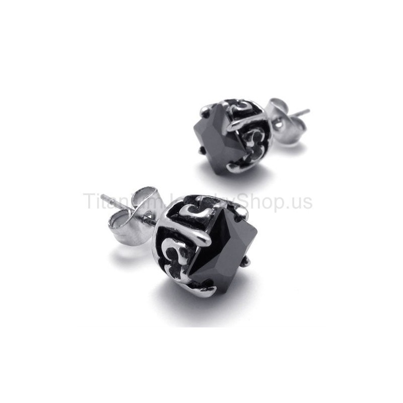 Schwarze Retro Bud Titan Ohrringe