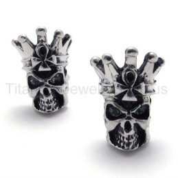 Titan-Ohrringe Mit Totenkopf-Motiv, Weiße Augen