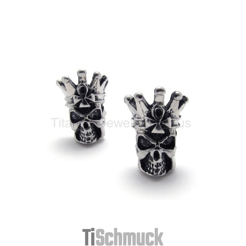 Titan-Ohrringe Mit Totenkopf-Motiv, Weiße Augen