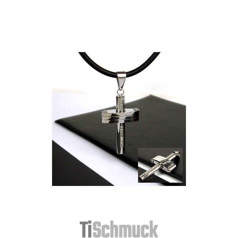 Noble Man Edelsteinkreuz Titanstahl Anhänger