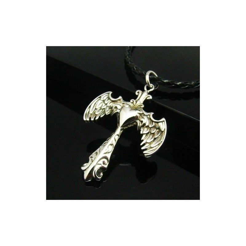 Cool Man Angle Wing Cross Halskette Mit Anhänger Aus Reinem Titan, Geschenk