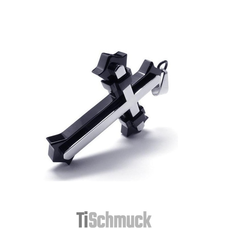 Einzigartiger Schwarzer Kreuzanhänger Aus Reinem Titan Für Herren