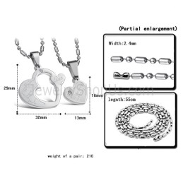 Titan Silber Sweetheart Lovers Anhänger Mit Strass Und Kostenlosen Ketten C600