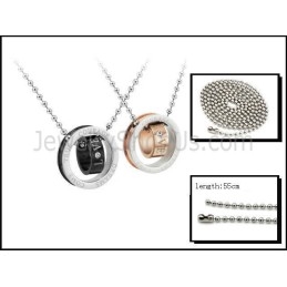 Titan Roségold Und Schwarze Ringe Liebhaber Anhänger Mit Strass Und Kostenlosen Ketten C505