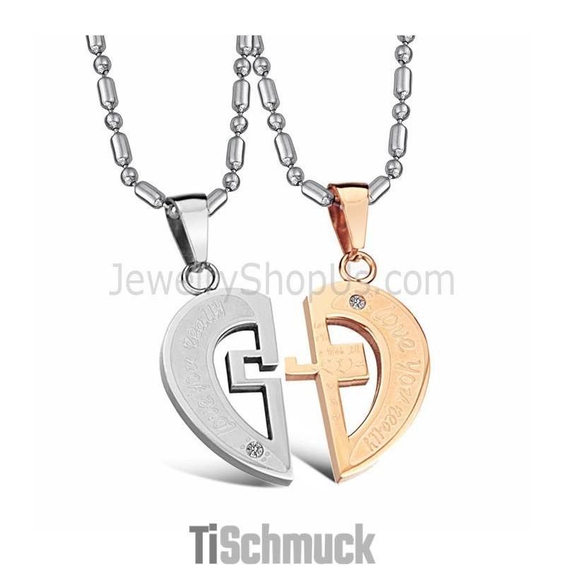 Titan Roségold Und Silber Sweetheart Lovers Anhänger Mit Strasssteinen Und Kostenlosen Ketten C641 Titan Roségold Und Silber Sweetheart Lovers Anhänger Mit Strasssteinen Und Kostenlosen Ketten C641