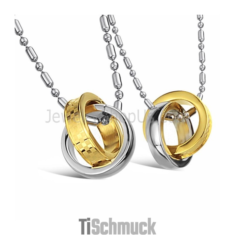 Titan Gold Und Silber Ringe Liebhaber Anhänger Mit Kostenlosen Ketten C643 Titan Gold Und Silber Ringe Liebhaber Anhänger Mit Kostenlosen Ketten C643