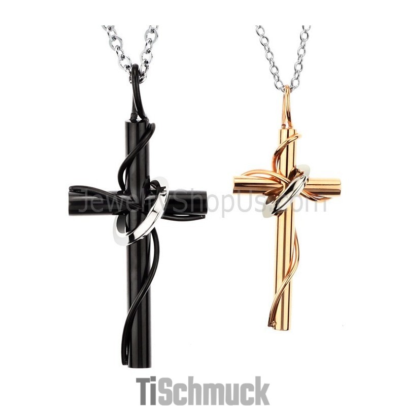 Titan-Anhänger „Kreuz“ In Roségold Und Schwarz Mit Kostenlosen Ketten C521 Titan-Anhänger „Kreuz“ In Roségold Und Schwarz Mit Kostenlosen Ketten C521