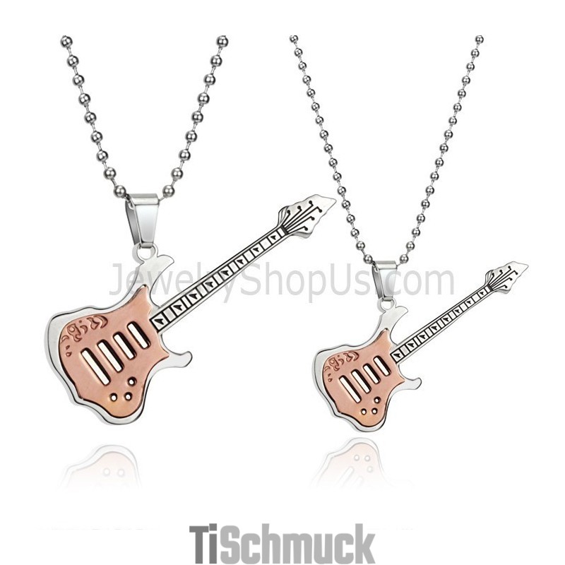 Titan Roségold Gitarrenliebhaber Anhänger Mit Kostenlosen Ketten C343