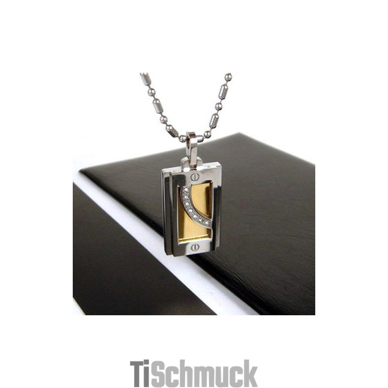 Herren Halskette Mit Anhänger Aus Reinem Titan Mit Edelsteinen