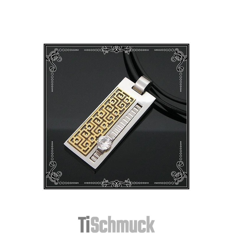 Edle Glyphe Edelstein-Halskette Aus Reinem Titan Mit Anhänger Und Freier Kette