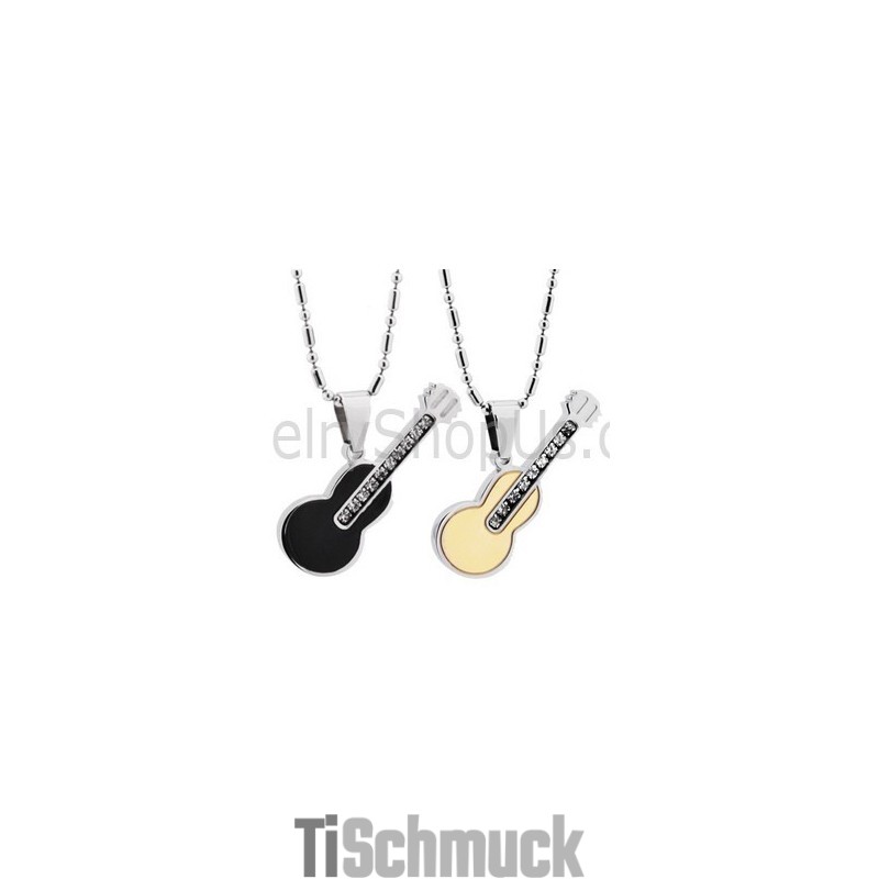 Titan-Anhänger In Roségold Und Schwarz Für Gitarrenliebhaber Mit Strasssteinen Und Kostenlosen Ketten 188 Titan-Anhänger In Roségold Und Schwarz Für Gitarrenliebhaber Mit Strasssteinen Und Kostenlosen Ketten 188