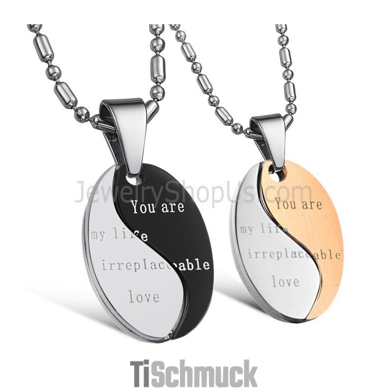 Titan Schwarz Und Roségold "Du Bist Mein Leben, Unersetzliche Liebe" Liebesanhänger Mit Kostenlosen Ketten C628 Titan Schwarz Und Roségold "Du Bist Mein Leben, Unersetzliche Liebe" Liebesanhänger Mit Kostenlosen Ketten C628
