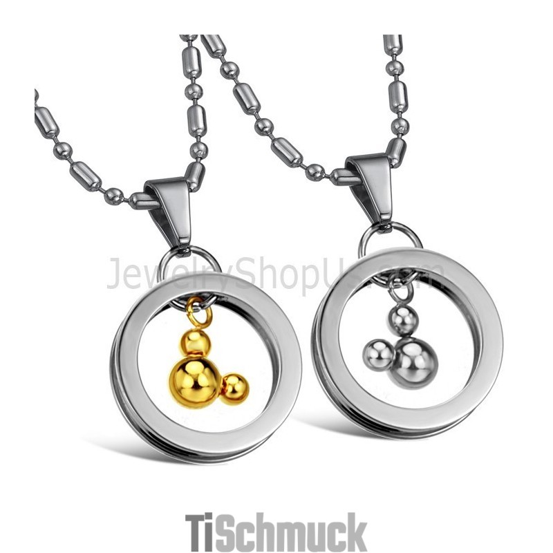 Mickey-Anhänger Aus Titansilber Und Gold Mit Kostenlosen Ketten 264 Mickey-Anhänger Aus Titansilber Und Gold Mit Kostenlosen Ketten 264