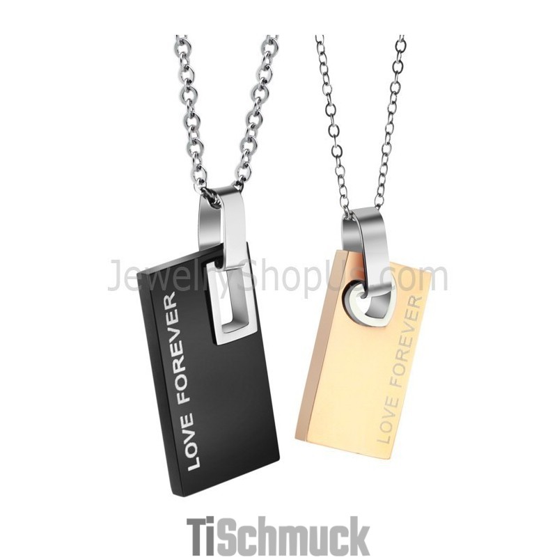 Rechteckige Anhänger „Forever Love“ Aus Titan In Schwarz Und Roségold Mit Kostenlosen Ketten C291 Rechteckige Anhänger „Forever Love“ Aus Titan In Schwarz Und Roségold Mit Kostenlosen Ketten C291