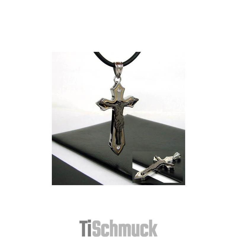 Anhänger „Juses Cross“ Aus Titanstahl Für Herren (Inkl. Kette)