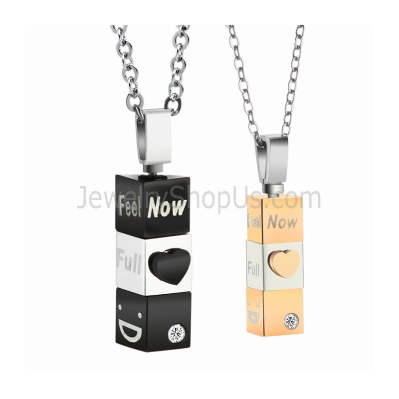 Titan Schwarz Und Gold Quader Liebhaber Anhänger Mit Kostenlosen Ketten C482