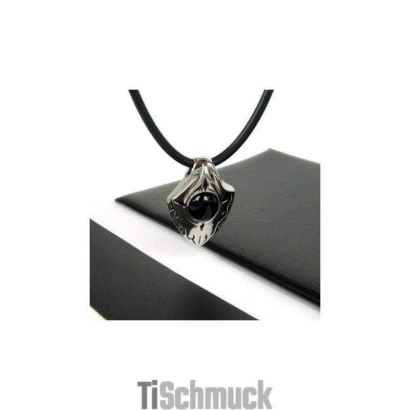 Mann Schild Schwarz Achat Reines Titan Anhänger Geschenk Mann Schild Schwarz Achat Reines Titan Anhänger Geschenk