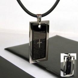 Einzigartiger Herren-Anhänger Mit Schwarzem Kreuz Und Bibel Aus Reinem Titan