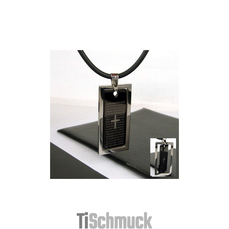 Einzigartiger Herren-Anhänger Mit Schwarzem Kreuz Und Bibel Aus Reinem Titan