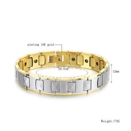 Wolfram Hochglanz Magnetisches Energie-Gesundheitsarmband Pflanzung18K Gold C940