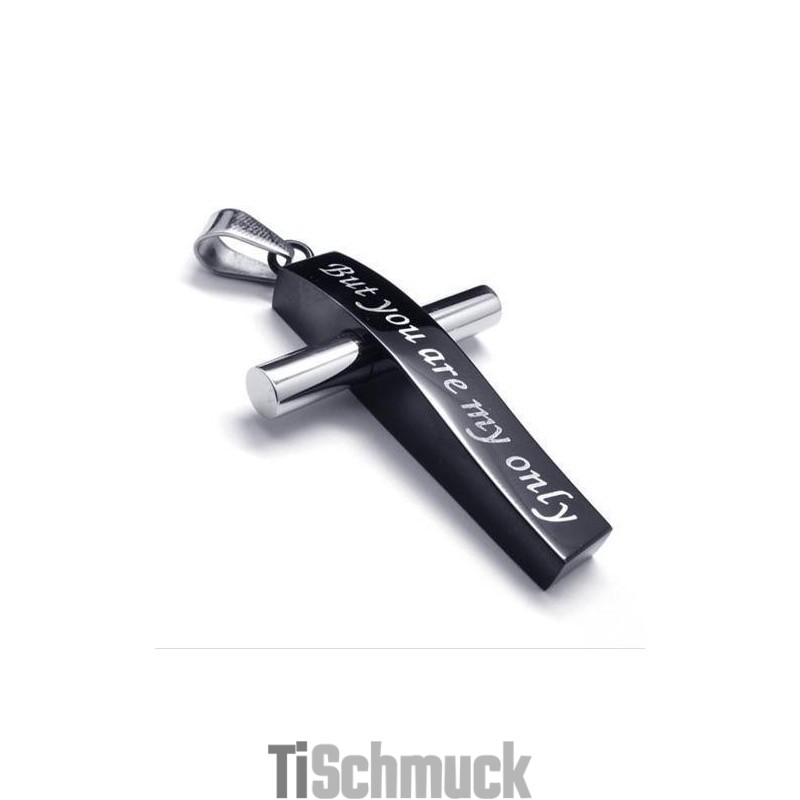 Herren-Halskette Mit Kreuzanhänger Aus Titanstahl