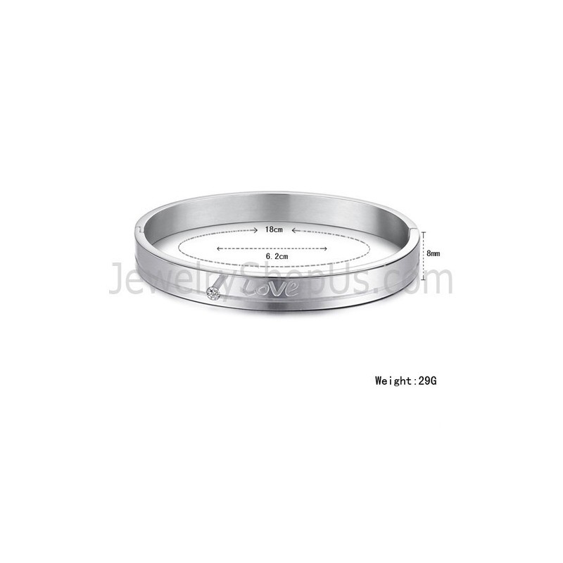 Tatanium "Love" Paar Armreifen Mit Strasssteinen C874