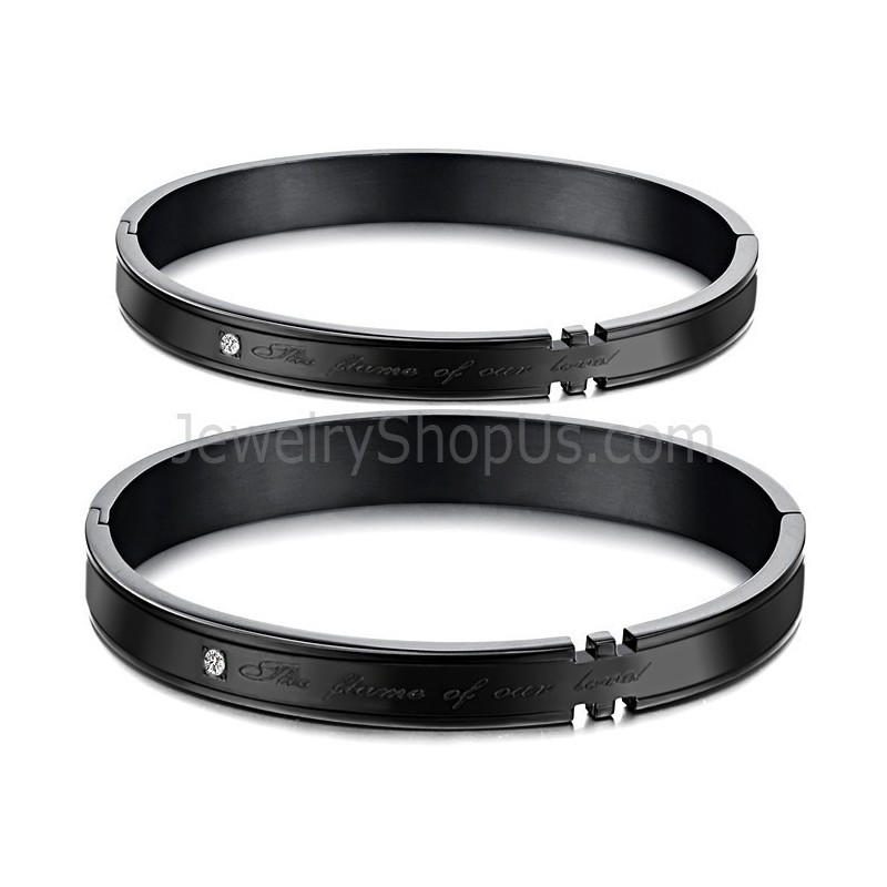 Tatanium Paar Armreifen Mit Strasssteinen (Schwarz, Roségold) C731