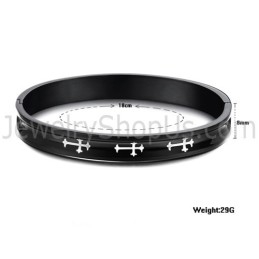 Tatanium Schwarze Paar-Armreifen Mit Weißem Kreuz C747