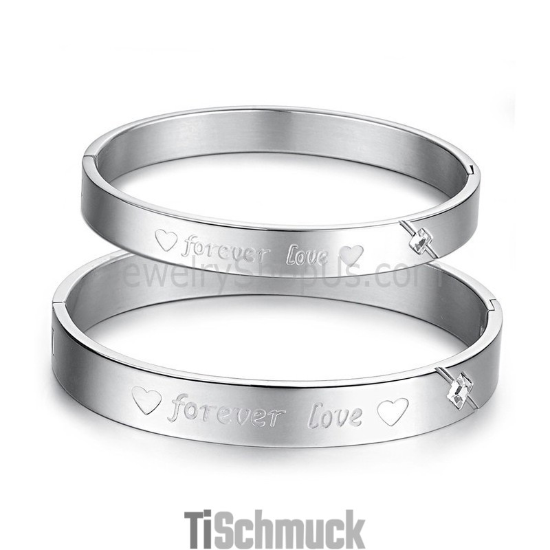 Tatanium Sweetheart "Forever Love" Paar-Armreifen Mit Strasssteinen C847 Tatanium Sweetheart "Forever Love" Paar-Armreifen Mit Strasssteinen C847