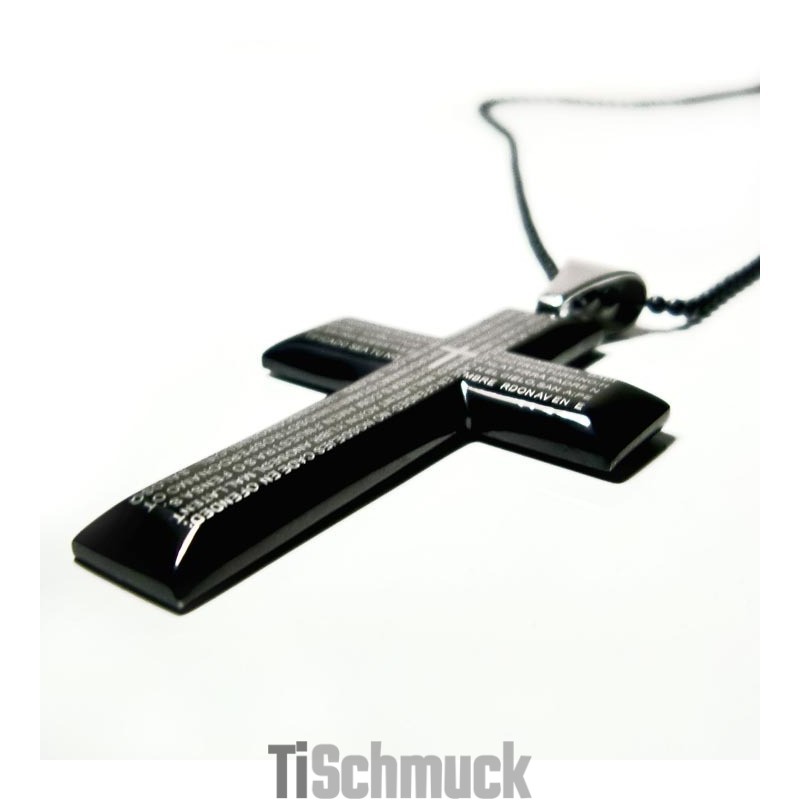 Mann Schwarzes Kreuz Bibel Reines Titan Anhänger Geschenk