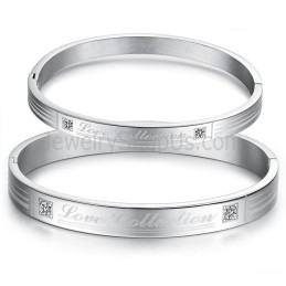 Tatanium "Love Collection" Paar-Armreifen Mit Strasssteinen C849