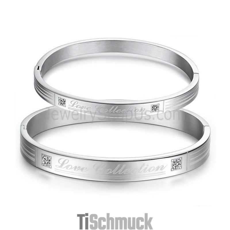 Tatanium "Love Collection" Paar-Armreifen Mit Strasssteinen C849