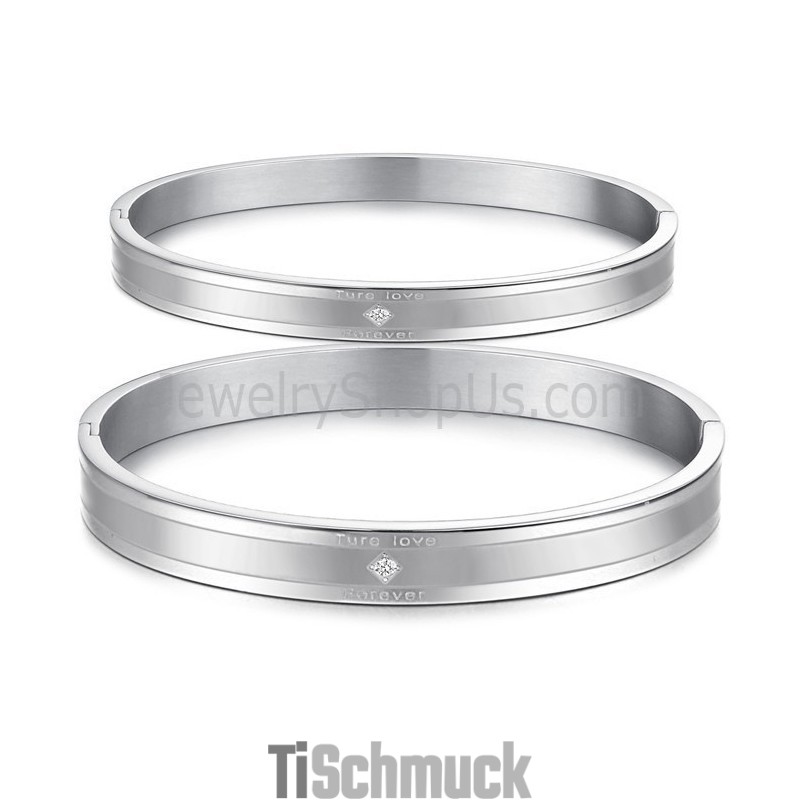 Tatanium "Ture Love Forever" Paar-Armreifen Mit Strasssteinen C861 Tatanium "Ture Love Forever" Paar-Armreifen Mit Strasssteinen C861
