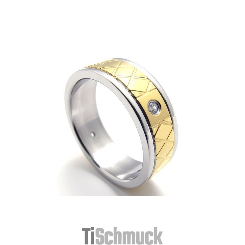 Gold-Diamant-Titan-Ring