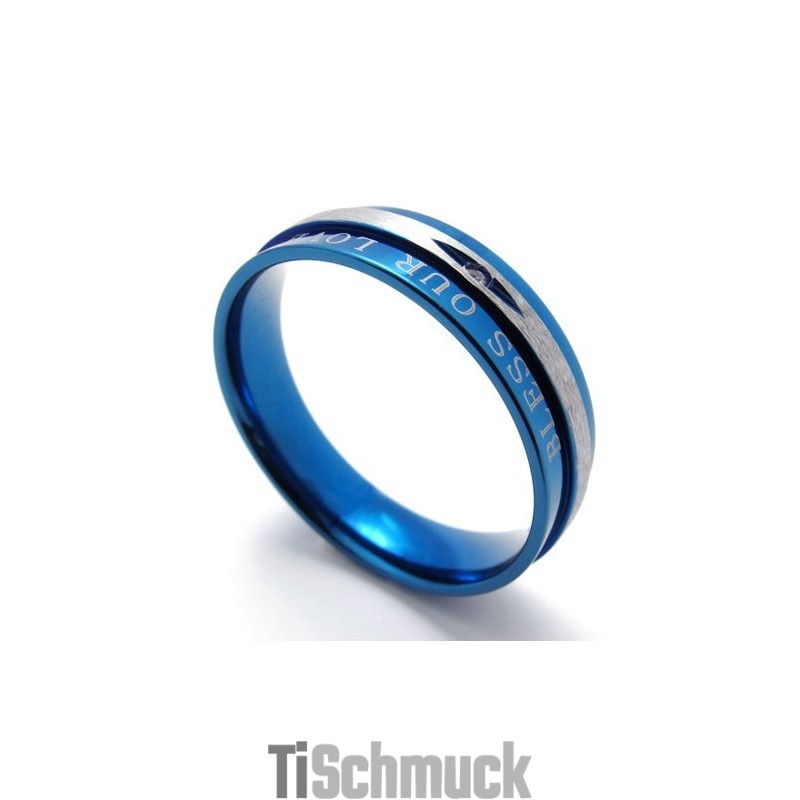 Diamantblauer Titanring