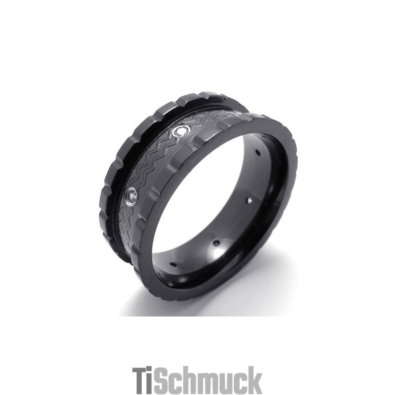 Titanring Mit Schwarzem Diamanten