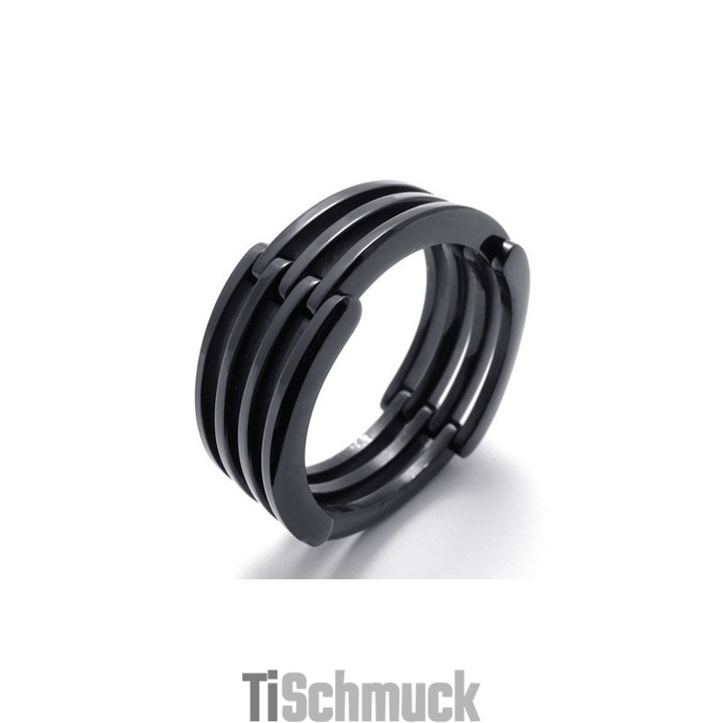 Schwarzer Puzzle-Titanring Schwarzer Puzzle-Titanring