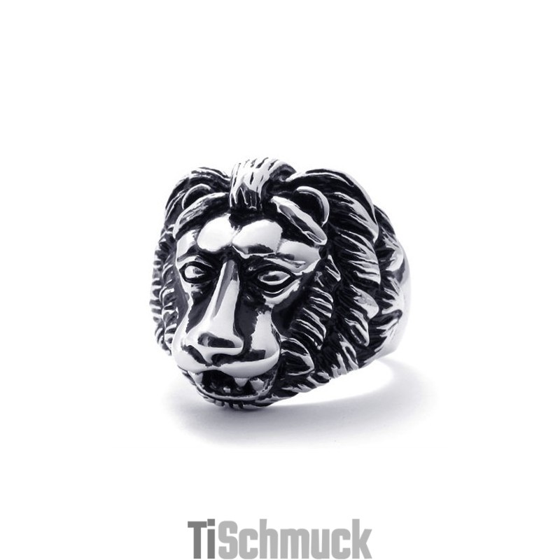 Titanring Mit Löwenkopf