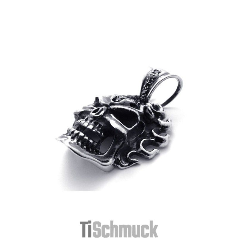 Titan-Anhänger Mit Schwarzem Diamant-Totenkopf Titan-Anhänger Mit Schwarzem Diamant-Totenkopf