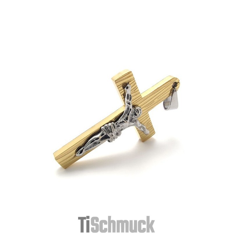 Jesus Gold Titan Kreuz Anhänger