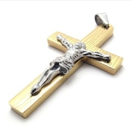 Jesus Gold Titan Kreuz Anhänger