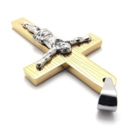 Jesus Gold Titan Kreuz Anhänger