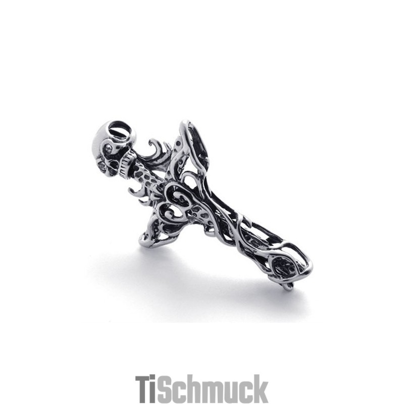 Kreuz-Totenkopf-Anhänger Aus Titan Kreuz-Totenkopf-Anhänger Aus Titan