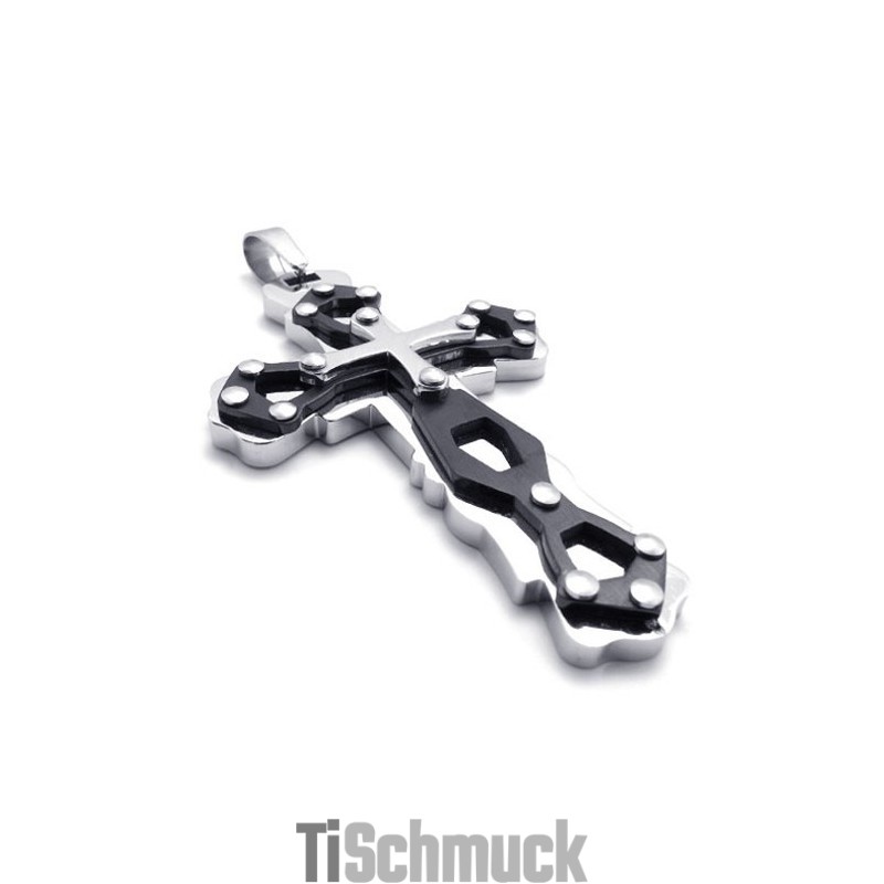 Blauer Titan-Kreuzanhänger