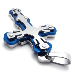 Blauer Titan-Kreuzanhänger