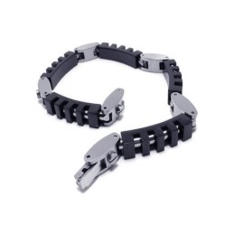 Herren Jungen Schwarz Silber Reines Titan Charm Armband