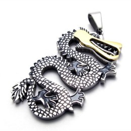 Titan-Anhänger Mit Drachen-Anhänger Und Gold-Akzent