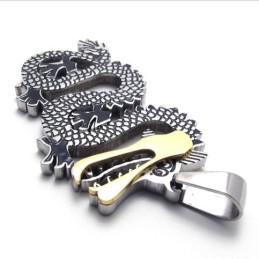 Titan-Anhänger Mit Drachen-Anhänger Und Gold-Akzent